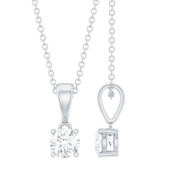 Rosec Jewels Lab Diamond Solitaire Pendant for Women - EF-VS Quality - with Chain - Ready to Gift, 925 Sterling Silver