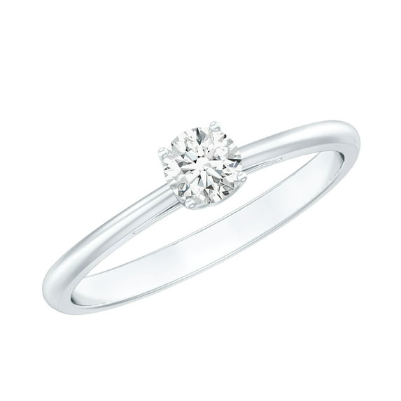 Rosec Jewels Lab Diamond Solitaire Promise Ring for Women - 4 MM - EF-VS Quality - Ready to Gift, 14K White Gold, US 7.50