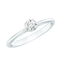 Rosec Jewels Lab Diamond Solitaire Promise Ring for Women - 4 MM - EF-VS Quality - Ready to Gift, 925 Sterling Silver, US 4.00