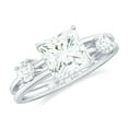 thumbnail image 1 of Rosec Jewels Lab Diamond Square Engagement Ring 1 Ct- Double Band Ring - 6 mm Princess Cut, EF-VS Grade, 925 Sterling Silver, US 4.00, 1 of 8