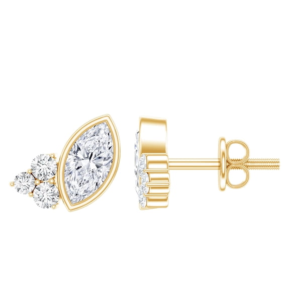 Rosec Jewels - Lab Diamond Stud Earrings for Women - Minimalist Earrings - EF-VS Grade - Ready to Gift, 14K Yellow Gold