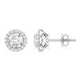 thumbnail image 1 of Rosec Jewels Lab Diamond Stud Earrings with Screw Back - Diamond Halo Earrings for Mom - EF-VS Grade, 18K White Gold, 1 of 6