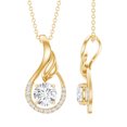thumbnail image 1 of Rosec Jewels Lab Diamond Teardrop Necklace for Women - Leaf Pendant with Chain (EF-VS Grade), 14K Yellow Gold, 1 of 8