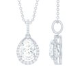 thumbnail image 1 of Rosec Jewels - Lab Diamond Teardrop Pendant with Chain (6X8 mm Oval, EF-VS Quality) - Necklace for Anniversary, 14K White Gold, 1 of 8