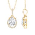 thumbnail image 1 of Rosec Jewels - Lab Diamond Teardrop Pendant with Chain (6X8 mm Oval, EF-VS Quality) - Necklace for Anniversary, 18K Yellow Gold, 1 of 8