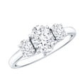 thumbnail image 1 of Rosec Jewels Lab Diamond Three Stone Engagement Ring - Oval Diamond Ring - EF-VS Quality, 925 Sterling Silver, US 4.00, 1 of 9