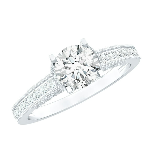 Rosec Jewels Lab Diamond Vintage Engagement Ring 1 Ct - 6 MM - EF-VS Quality Certified, 925 Sterling Silver, US 4.00
