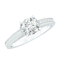 Rosec Jewels Lab Diamond Vintage Engagement Ring 1 Ct - 6 MM - EF-VS Quality Certified, 925 Sterling Silver, US 4.00
