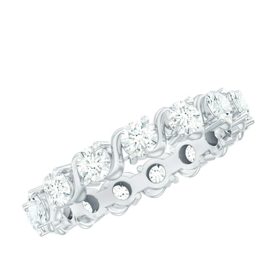 Rosec Jewels Lab Diamond Wedding Anniversary Ring - Full Eternity Band Ring - EF-VS Quality, 14K White Gold, US 8.50