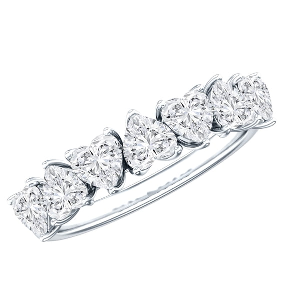 Rosec Jewels Lab Diamond Wedding Band - Heart Band Ring - EF-VS Quality Certified, 10K White Gold, US 12.50