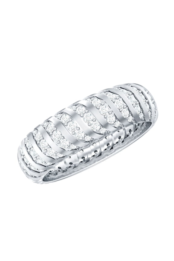 Lab Diamond Wedding Band for Women - Thick Wedding Band - EF-VS Quality Certified, 14K White Gold, US 7.00