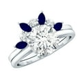 thumbnail image 1 of Rosec Jewels Lab Diamond Wedding Ring Set - Circle Engagement Ring with Sapphire Band (2 Ct, 8 mm), 14K White Gold, US 13.00, 1 of 8