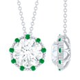 thumbnail image 1 of Rosec Jewels Lab Grow Diamond Pendant with Chain - Vintage Inspired Diamond Emerald Necklace - EF-VS Grade, 14K White Gold, 1 of 7