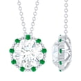 thumbnail image 1 of Rosec Jewels Lab Grow Diamond Pendant with Chain - Vintage Inspired Diamond Emerald Necklace - EF-VS Grade, 925 Sterling Silver, 1 of 7