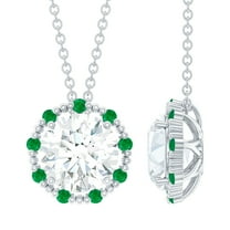 Rosec Jewels Lab Grow Diamond Pendant with Chain - Vintage Inspired Diamond Emerald Necklace - EF-VS Grade, 925 Sterling Silver