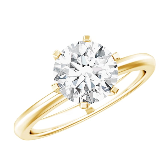 Rosec Jewels Lab Grown 2 Carat Diamond Engagement Ring for Women - IGI Certified (E-VS1 Quality) - with Jewelry Box, 10K Yellow Gold, US 11.50