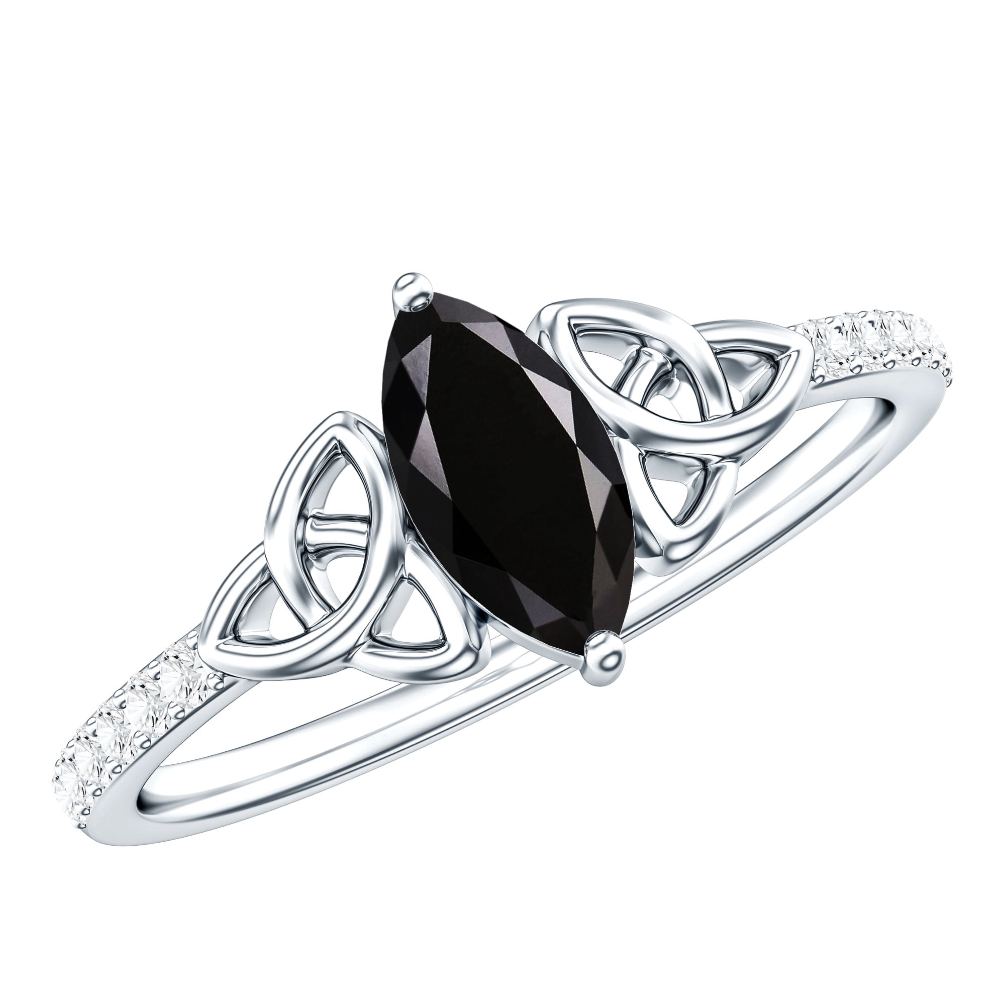 Rosec Jewels Lab Grown Black Diamond Marquise Engagement Ring with ...