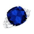 thumbnail image 1 of Rosec Jewels Lab Grown Blue Sapphire Solitaire Ring with Diamond for Women - 12 mm, 10K White Gold, US 7.50, 1 of 9