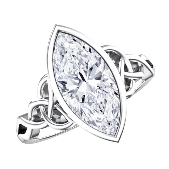 Rosec Jewels Lab Grown Diamond 3 Carat Engagement Ring - Knot Ring - IGI Certified - E-VS1 Quality, 925 Sterling Silver, US 4.00