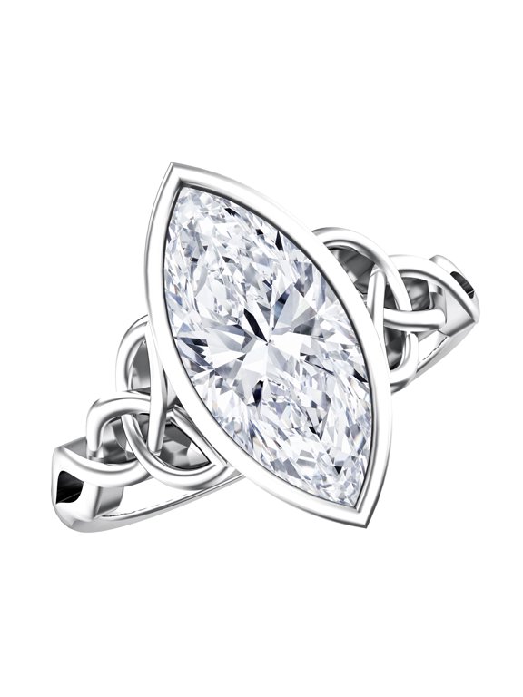 Lab Grown Diamond 3 Carat Engagement Ring - Knot Ring - IGI Certified - E-VS1 Quality, 925 Sterling Silver, US 4.00