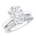 thumbnail image 1 of Rosec Jewels Lab Grown Diamond 3 Carat Oval Engagement Ring with Band - IGI Certified - E-VS1 Quality - Wedding Ring Set for Women, 10K White Gold, US 8.00, 1 of 9