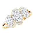 thumbnail image 1 of Rosec Jewels Lab Grown Diamond 3 Stone Engagement Ring - Oval Diamond Ring for Women - EF-VS Grade Certified - With Jewelry Box, 10K Yellow Gold, US 6.50, 1 of 9