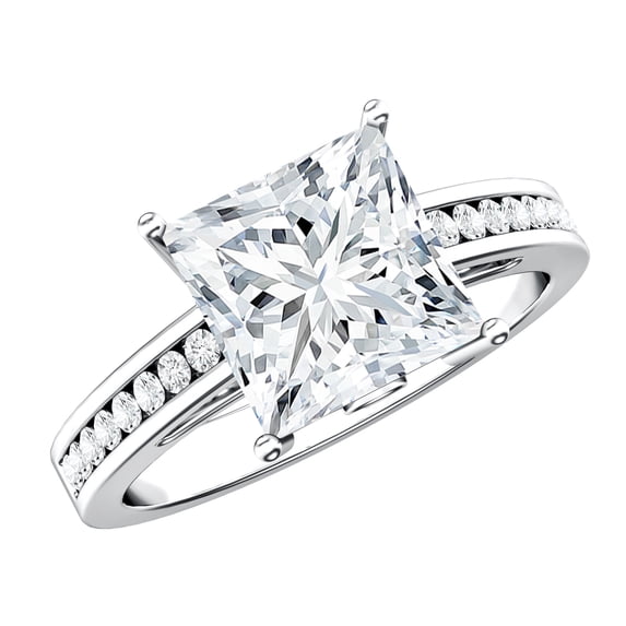 Rosec Jewels Lab Grown Diamond 4 Carat Engagement Ring for Women - IGI Certified Princess Cut Diamond Ring - E-VS1 Quality, 14K White Gold, US 8.50