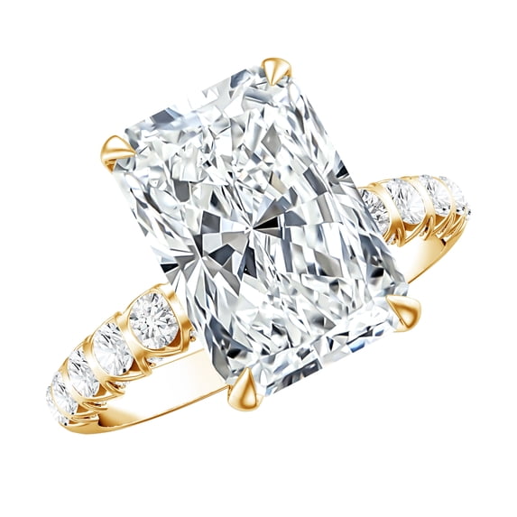 Rosec Jewels Lab Grown Diamond 5 Carat Engagement Ring (IGI Certified, E-VS1 Grade) - Big Radiant Cut Diamond Ring for Women, 10K Yellow Gold, US 11.00
