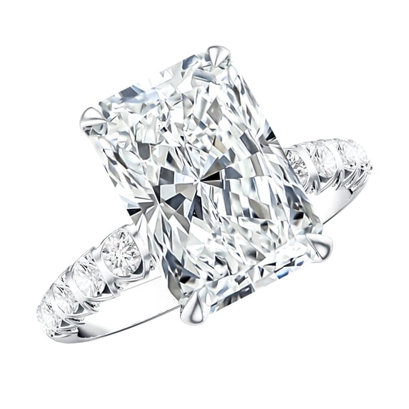 Rosec Jewels Lab Grown Diamond 5 Carat Engagement Ring (IGI Certified, E-VS1 Grade) - Big Radiant Cut Diamond Ring for Women, 10K White Gold, US 4.50