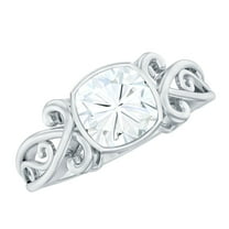 Rosec Jewels Lab Grown Diamond 6 MM Cushion Engagement Ring - EF-VS Quality - Gift For Women, 925 Sterling Silver, US 4.00