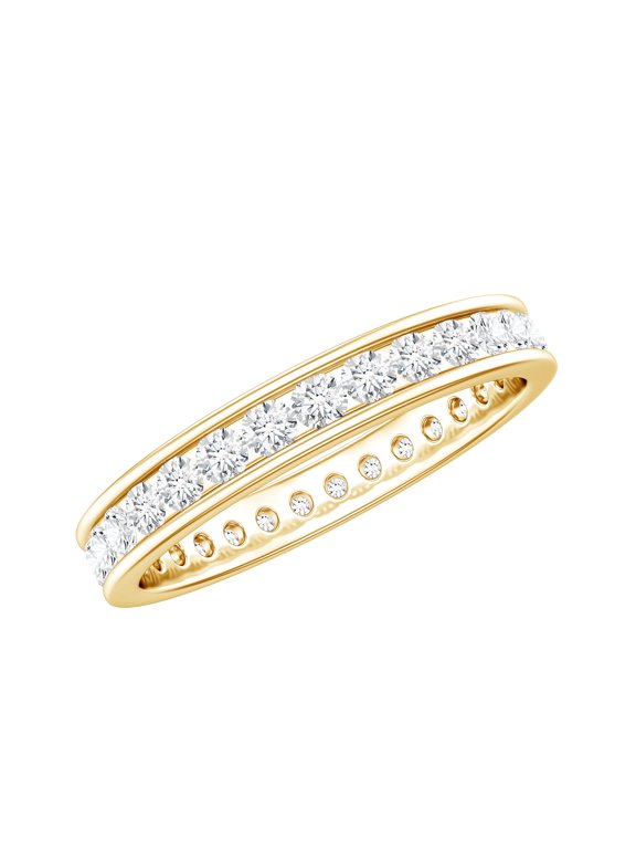 Lab Grown Diamond Anniversary Band Ring - Channel Set Eternity Ring Full (EF-VS Quality), 14K Yellow Gold, US 7.00