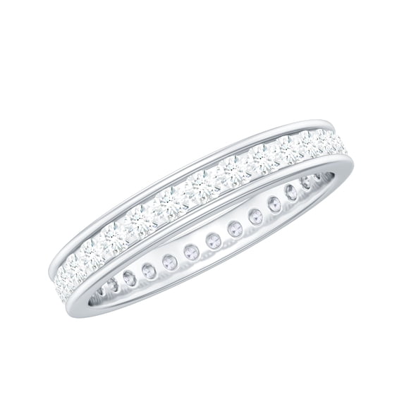Rosec Jewels Lab Grown Diamond Anniversary Band Ring - Channel Set Eternity Ring Full (EF-VS Quality), 18K White Gold, US 12.50