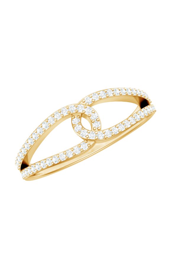 Lab Grown Diamond Anniversary Ring - Interlock Ring - EF-VS Quality Certified, 14K Yellow Gold, US 7.00