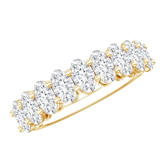 Rosec Jewels Lab Grown Diamond Anniversary Ring for Women (EF-VS Quality) - Half Eternity Band Ring, 18K Yellow Gold, US 10.00