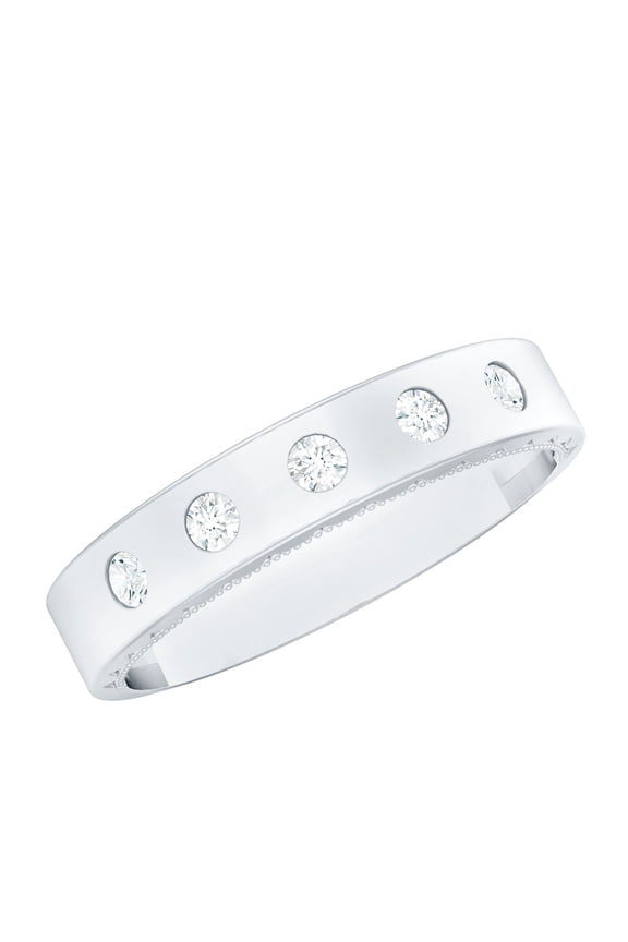 - Lab Grown Diamond Band Ring for Men (Ef-Vs Quality) - Flush Set Diamond Ring for Valentines Day, 925 Sterling Silver, US 7.00