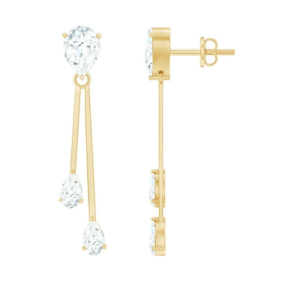 Rosec Jewels Lab Grown Diamond Bar Dangle Earrings for Women (EF-VS Quality Certified), 14K Yellow Gold