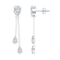 Rosec Jewels Lab Grown Diamond Bar Dangle Earrings for Women (EF-VS Quality Certified), 925 Sterling Silver