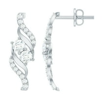 Rosec Jewels - Lab Grown Diamond Bypass Earrings (EF-VS Quality) - Designer Earrings Ready to Gift for Anniversary, 925 Sterling Silver