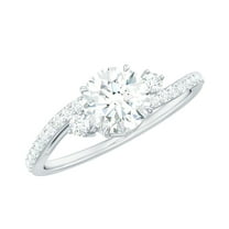 Rosec Jewels - Lab Grown Diamond Bypass Engagement Ring 1 Carat - 6 mm - EF-VS Quality, 925 Sterling Silver, US 4.00