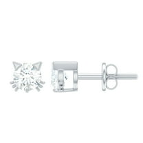 Rosec Jewels - Lab Grown Diamond Cat Stud Earrings for Women (1 Ct, 6 mm, EF-VS Quality, Screw Back), 925 Sterling Silver