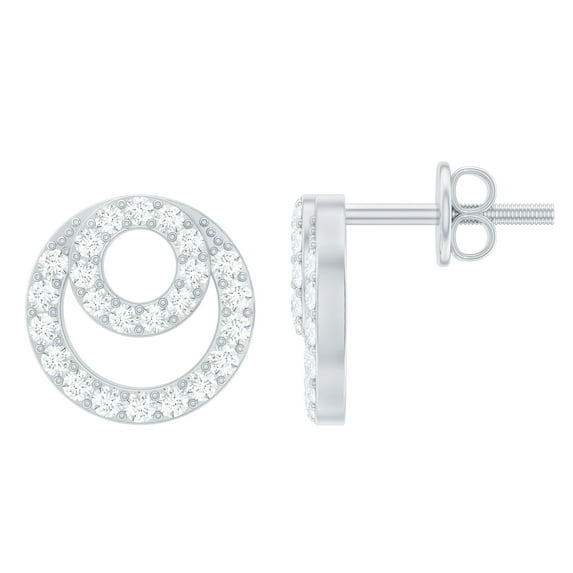 Rosec Jewels Lab Grown Diamond Circle Earrings with Screw Back - Diamond Stud Earrings - EF-VS Quality, 925 Sterling Silver