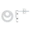 thumbnail image 1 of Rosec Jewels Lab Grown Diamond Circle Earrings with Screw Back - Diamond Stud Earrings - EF-VS Quality, 925 Sterling Silver, 1 of 8