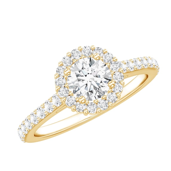 Rosec Jewels - Lab Grown Diamond Circle Engagement Ring with Halo (EF-VS Quality), 10K Yellow Gold, US 7.50