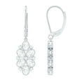 thumbnail image 1 of Rosec Jewels - Lab Grown Diamond Cluster Drop Earrings Lever Back - EF-VS Quality Diamond Earrings for Anniversary, 14K White Gold, 1 of 7