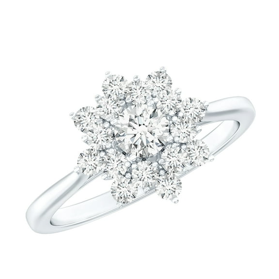 Rosec Jewels Lab Grown Diamond Cluster Engagement Ring (EF-VS Quality) - Ready to Gift, 925 Sterling Silver, US 4.00