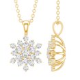 thumbnail image 1 of Rosec Jewels Lab Grown Diamond Cluster Flower Pendant with Chain (EF-VS Quality) - Ready to Gift for Anniversary, 10K Yellow Gold, 1 of 8