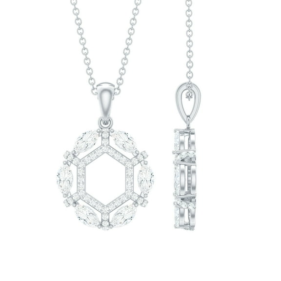 Rosec Jewels Lab Grown Diamond Cocktail Pendant Necklace for Women (EF-VS Quality Certified), 925 Sterling Silver