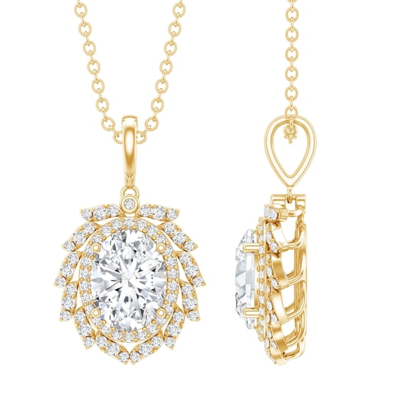 Rosec Jewels Lab Grown Diamond Cocktail Pendant with Chain (EF-VS Quality) - Ready to Gift, 14K Yellow Gold