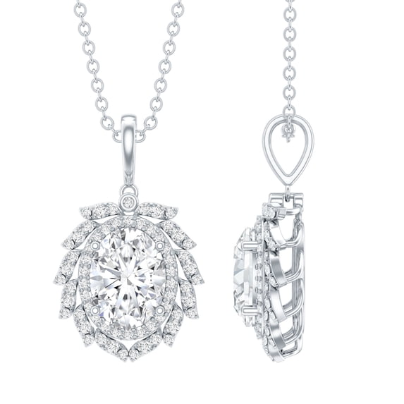 Rosec Jewels Lab Grown Diamond Cocktail Pendant with Chain (EF-VS Quality) - Ready to Gift, 925 Sterling Silver