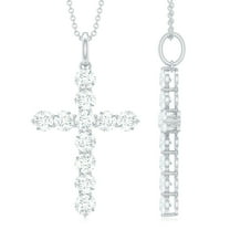Rosec Jewels Lab Grown Diamond Cross Necklace Pendant with Chain (EF-VS Quality) - Ready to Gift for Christmas, 925 Sterling Silver